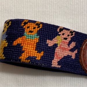 Dancing Bears Needlepoint Keychain
